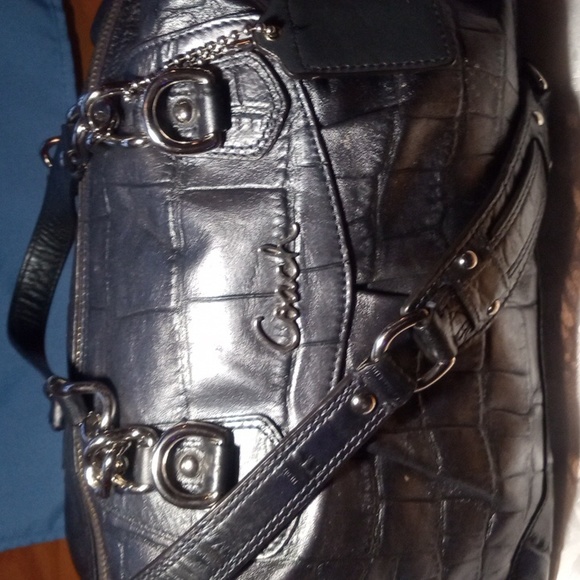 Coach Handbags - Metallic gunmetal coach Ashley alligator leather